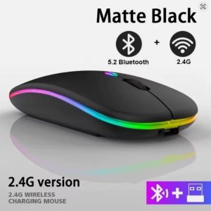 RGB Maus für PC Laptop wireless Bluetooth Schwarz Matt flach DPI verstellbar